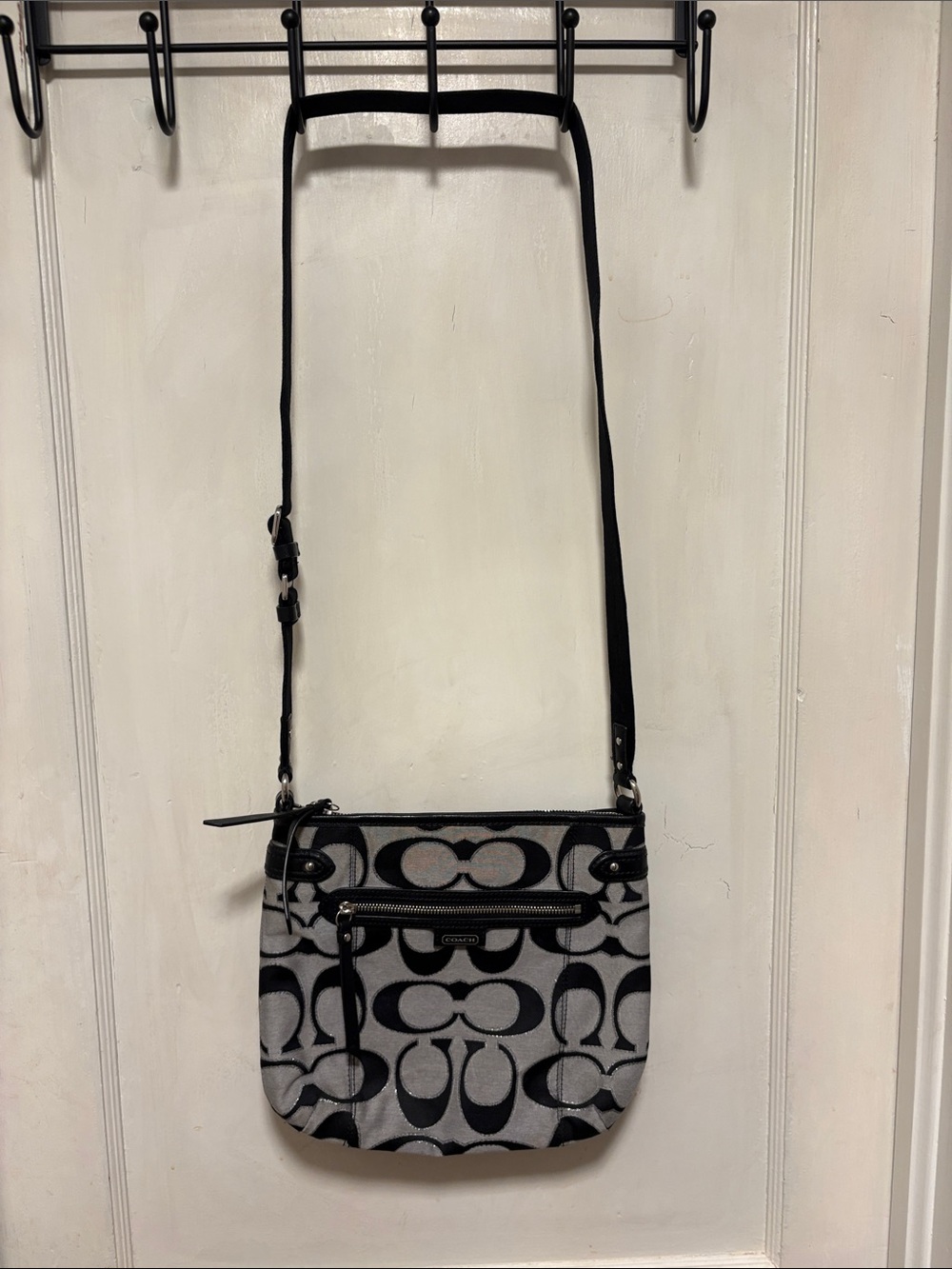 Coach Gray, Silver, and Black Signature Crossbody Bag C1357-F23913 12x10